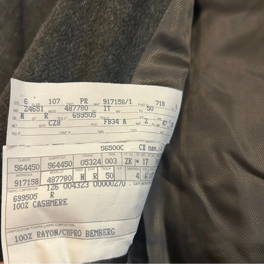 Ermenigildo Zegna 100% Cashmere Overcoat Olive Green Size 6 - Picture 5 of 6